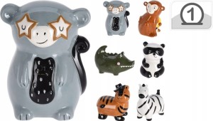 SKARBONKA ceramiczna zwierzęta zebra tygrys panda koala krokodyl małpka