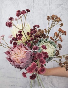 KARCZOCH sztuczny bordowy PROTEA królewska srebrnik kwiat Prometeusza 64 cm