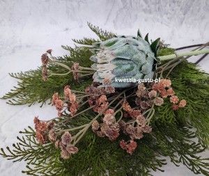 KARCZOCH sztuczny zielony PROTEA królewska srebrnik kwiat Prometeusza 64 cm
