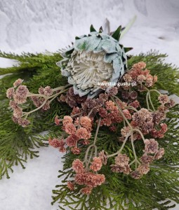 KARCZOCH sztuczny zielony PROTEA królewska srebrnik kwiat Prometeusza 64 cm