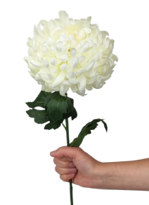 CHRYZANTEMA biała sztuczna gałązka 80 cm seria PREMIUM