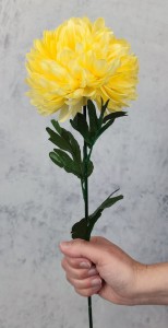 CHRYZANTEMA żółta sztuczna gałązka 70 cm pełny kwiat