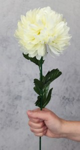 CHRYZANTEMA kremowa sztuczna gałązka 70 cm pełny kwiat