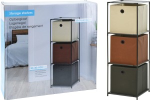 Regał z 3 pojemnikami do przechowywania 35x35x102 cm – organizer z materiałowymi koszami