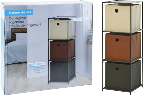 Regał z 3 pojemnikami do przechowywania 35x35x102 cm – organizer z materiałowymi koszami