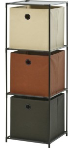 Regał z 3 pojemnikami do przechowywania 35x35x102 cm – organizer z materiałowymi koszami