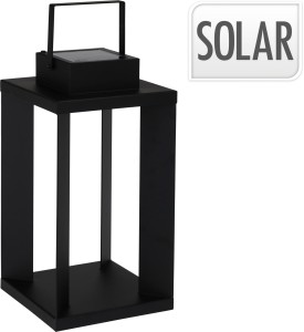 Nowoczesny czarny lampion solarny LED 42 cm – lampa ogrodowa z panelem słonecznym