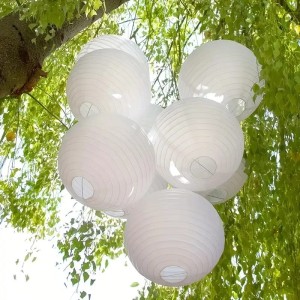 LAMPION solarny wiszący KULA solarna biała Ø 28 cm