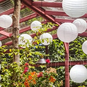 LAMPION solarny wiszący KULA solarna biała Ø 28 cm