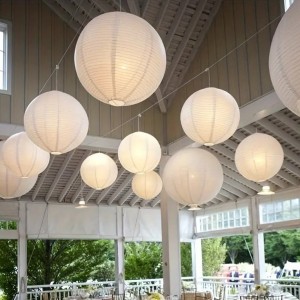 LAMPION solarny wiszący KULA solarna biała Ø 28 cm