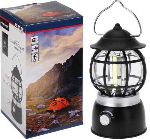Lampa kempingowa LED z regulacją jasności – przenośna, na baterie, 200 lm