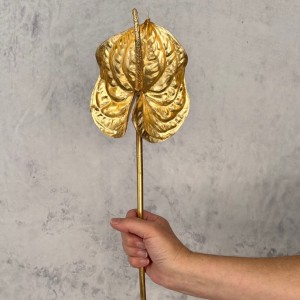ANTURIUM złote tworzywo anturium sztuczne gałązka 70 cm NIE BARWI