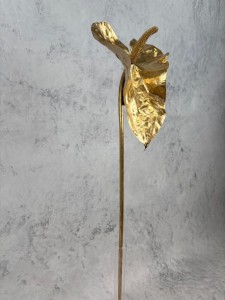 ANTURIUM złote tworzywo anturium sztuczne gałązka 80 cm NIE BARWI 