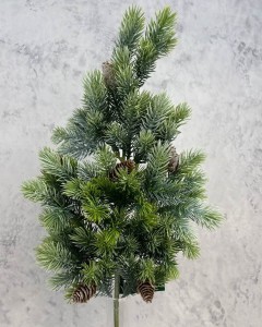 ŚWIERK JODŁA SOSNA gałązka z szyszkami 62 cm ośnieżona