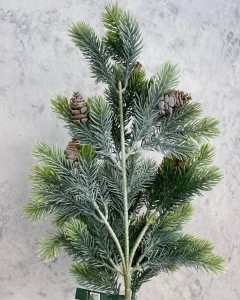 ŚWIERK JODŁA SOSNA gałązka z szyszkami 62 cm ośnieżona