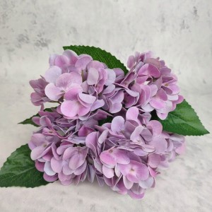 BUKIET 42 cm HORTENSJA fioletowa silikonowa jak żywe 5 kwiatów hortensje