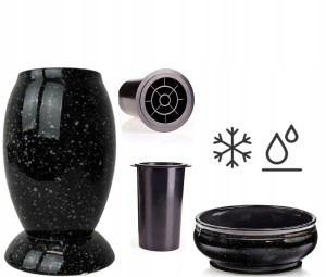 WAZON i MISA na cmentarz doniczka mrozoodporna czarna Ø 17 cm wazon h 22 cm