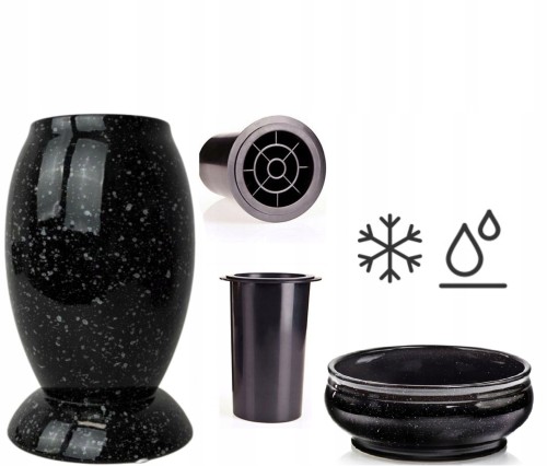 WAZON i MISA na cmentarz doniczka mrozoodporna czarna Ø 17 cm wazon h 22 cm