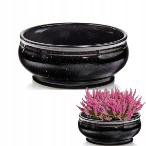 MISA ceramiczna czarna na grób na cmentarz doniczka mrozoodporna Ø 22 cm