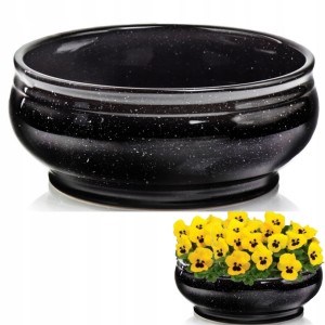 MISA NAGROBNA Ceramiczna doniczka mrozoodporna czarna Ø 28 cm