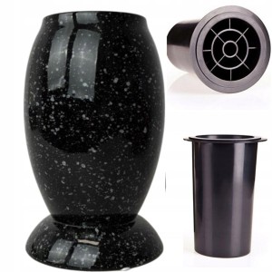 Wazon Ceramiczny na Grób Nagrobny Czarny 22 cm + plastikowy wkład do wazonu