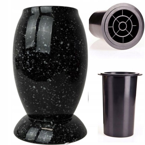 Wazon Ceramiczny na Grób Nagrobny Czarny 22 cm + plastikowy wkład do wazonu
