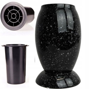 Wazon Ceramiczny na Grób Nagrobny Czarny 22 cm + plastikowy wkład do wazonu