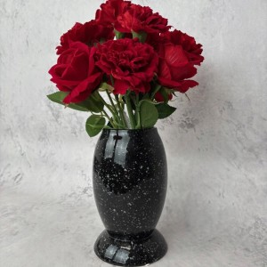 Wazon Ceramiczny na Grób Nagrobny Czarny 22 cm + plastikowy wkład do wazonu
