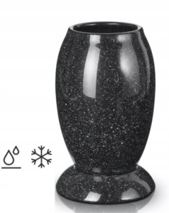 Wazon Ceramiczny na Grób Nagrobny Czarny 22 cm + plastikowy wkład do wazonu