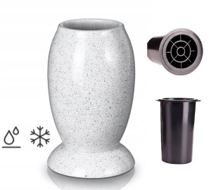 Wazon Ceramiczny na Grób Nagrobny Biały 22 cm + plastikowy wkład do wazonu