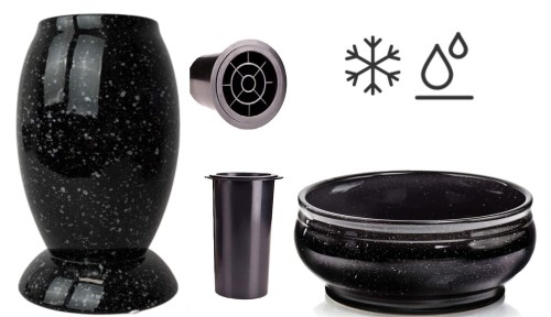 WAZON i MISA na cmentarz doniczka mrozoodporna czarna Ø 22 cm wazon h 22 cm