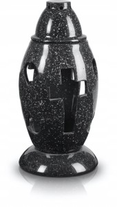 Znicz Ceramiczny Nagrobkowy Cmentarny Czarny 28 cm