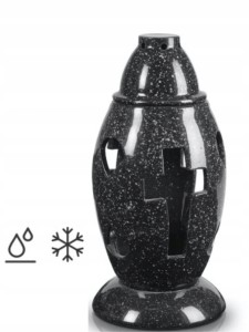 Znicz Ceramiczny Nagrobkowy Cmentarny Czarny 28 cm