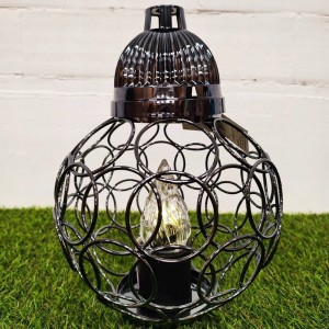 ZNICZ solarny całodobowy kula metalowy GRAFIT h 23 cm znicz fotowoltaiczny