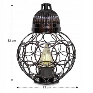 ZNICZ solarny całodobowy kula metalowy GRAFIT h 23 cm znicz fotowoltaiczny
