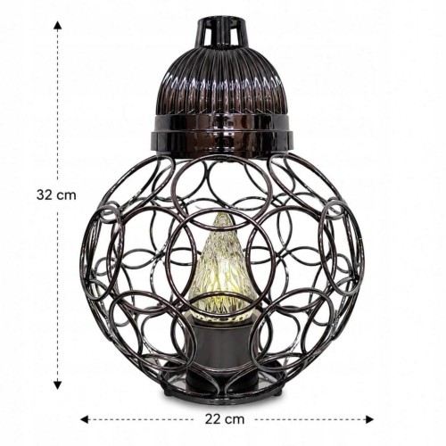 ZNICZ solarny całodobowy kula metalowy GRAFIT h 23 cm znicz fotowoltaiczny