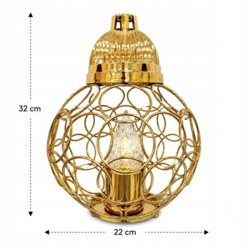ZNICZ solarny całodobowy kula metalowy ZŁOTY h 23 cm znicz fotowoltaiczny
