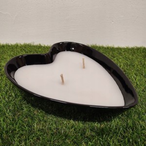 ZNICZ SERCE otwarty ceramiczny parafinowy zalewany 27x 22 cm wysoki 7,5 cm