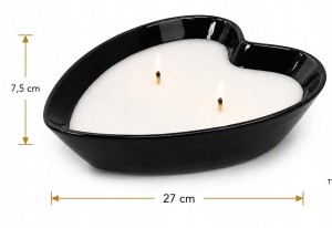 ZNICZ SERCE otwarty ceramiczny parafinowy zalewany 27x 22 cm wysoki 7,5 cm