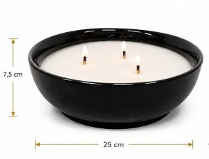 Znicz otwarty ceramiczny parafinowy zalewany średnica 25 cm wysoki 7,5 cm