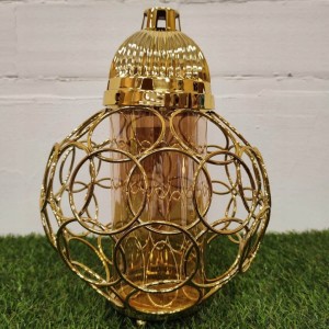 ZNICZ ZŁOTY metalowe koła h 32 cm lampion na cmentarz