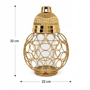ZNICZ ZŁOTY metalowe koła h 32 cm lampion na cmentarz