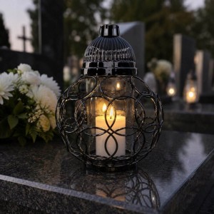 ZNICZ GRAFIT metalowe koła h 32 cm lampion na cmentarz