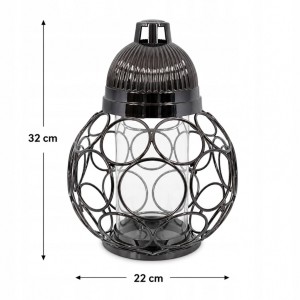 ZNICZ GRAFIT metalowe koła h 32 cm lampion na cmentarz