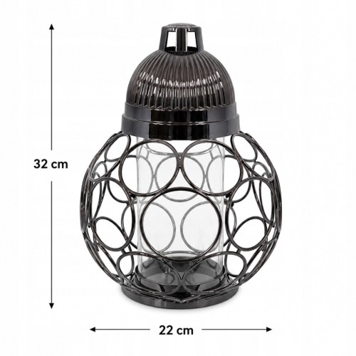 ZNICZ GRAFIT metalowe koła h 32 cm lampion na cmentarz