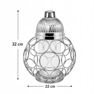 ZNICZ SREBRNY metalowe koła h 32 cm lampion na cmentarz