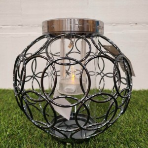 ZNICZ solarny kula metalowy GRAFIT h 23 cm lampion solarny fotowoltaiczny