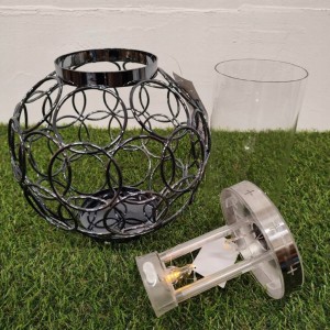 ZNICZ solarny kula metalowy GRAFIT h 23 cm lampion solarny fotowoltaiczny