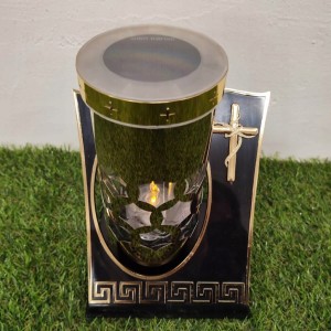 ZNICZ solarny całodobowy ZŁOTY h 25 cm znicz fotowoltaiczny