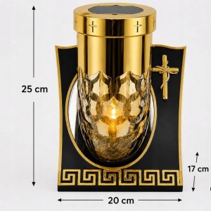 ZNICZ solarny całodobowy ZŁOTY h 25 cm znicz fotowoltaiczny